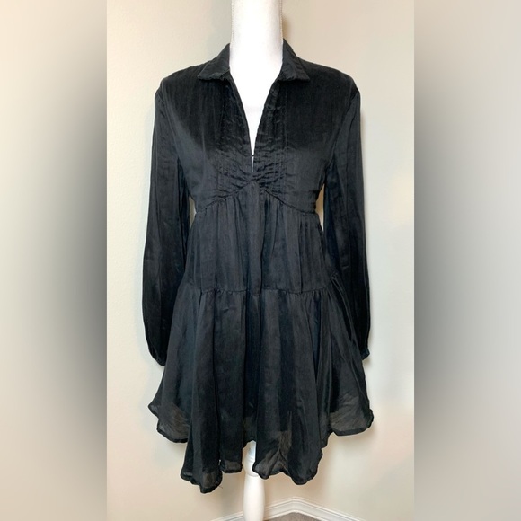 C/MEO Collective Black Mini Dress Cotton Linen Boho Women Small or 4 - Picture 1 of 8